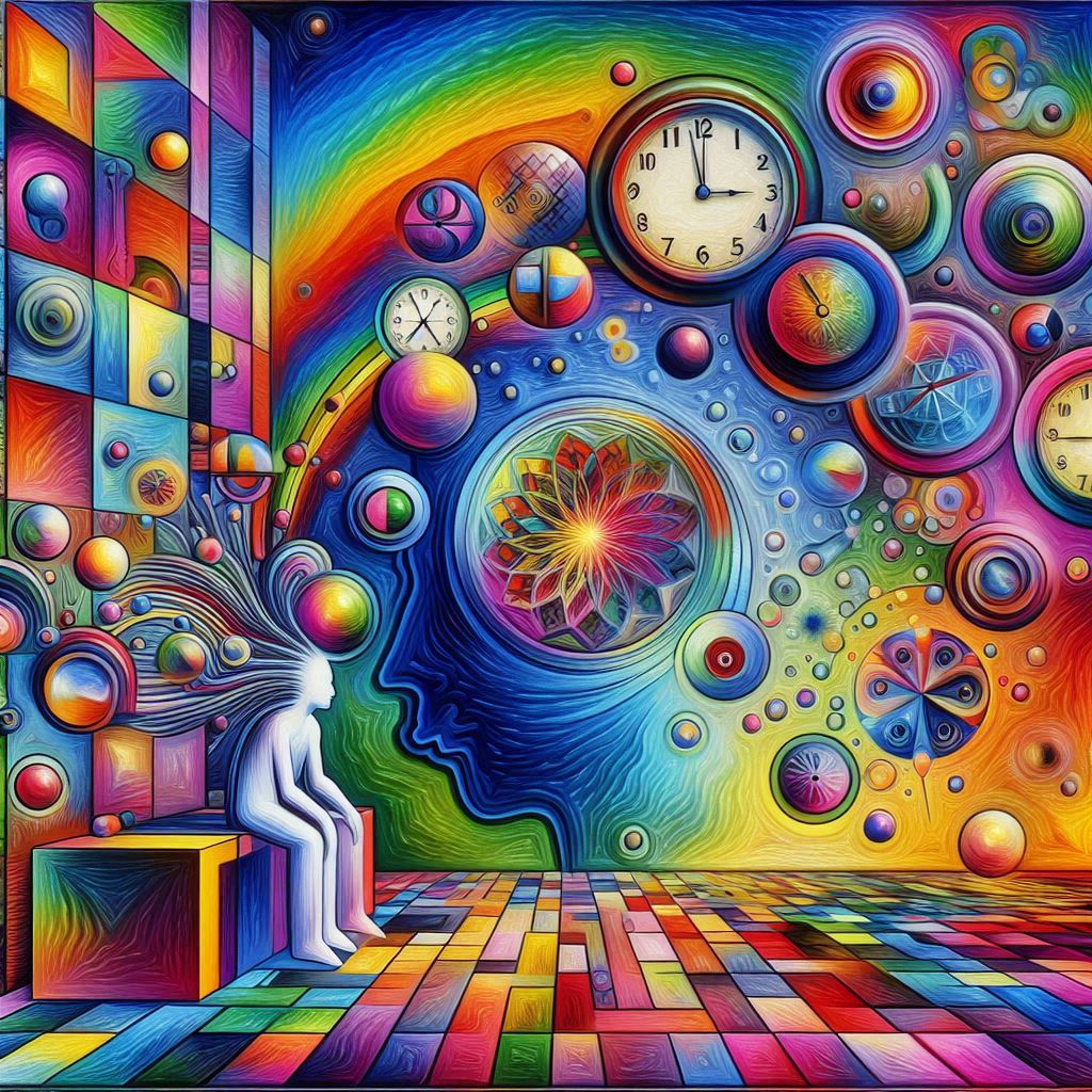 Time as the fourth dimension simultaneously fluxing and producing the past, present, and future, objectively as we with our perspective with individual local consciousnesses are the subjective view of our lives existing in the present moment with infinity and homeostasis as best we can